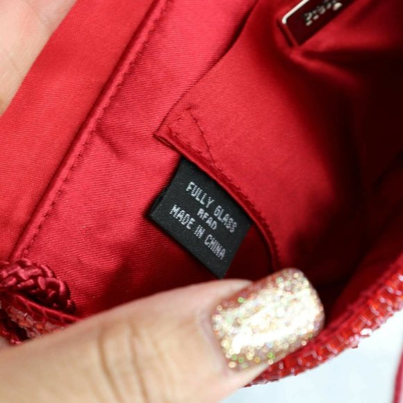 Preston & York Womens Crossbody Bag Red Glass Beaded Sling S - Picture 8 of 10